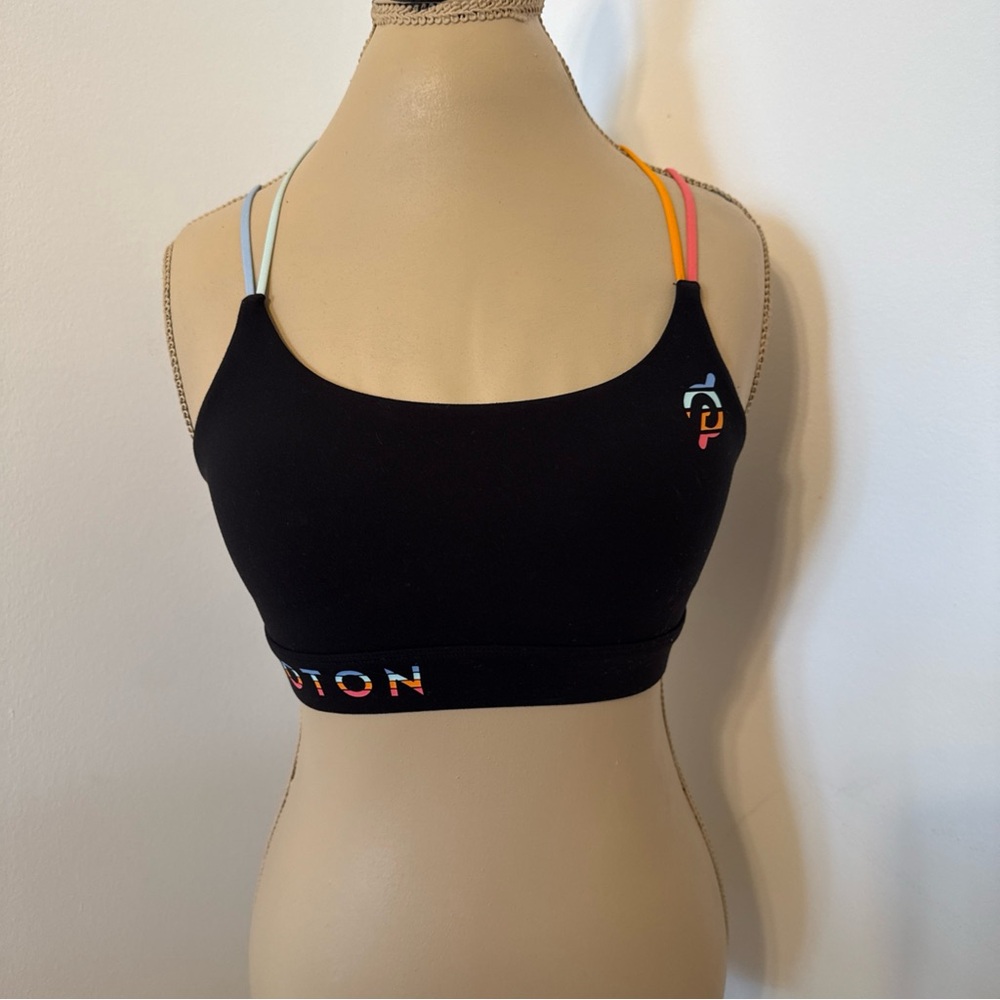 Peloton Black Sports Bra with Colorful Straps
